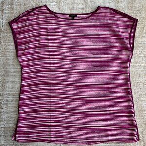 Ann Taylor Purple Pink Striped Top Shirt Blouse Size 4 or a Small/Medium